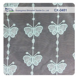 Ткань шнурка вышивки Organza бабочки, Eco-содружественный красить/нормальный красить поставщик